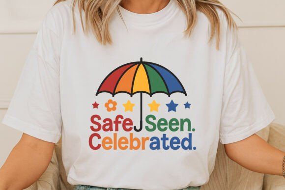 Colorful Umbrella with Stars and Flowers