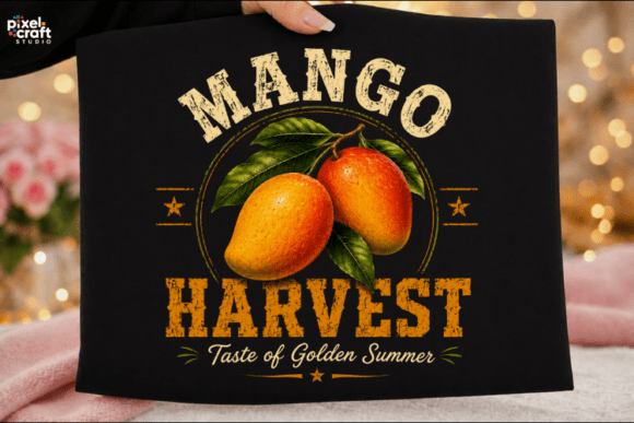 Mango Harvest Golden Summer PNG: A Digital Design for the Tropical and Cottagecore Lifestyle